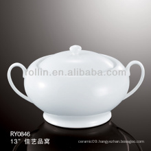 Fine porcelain soup tureen jar for restaurant and hotel